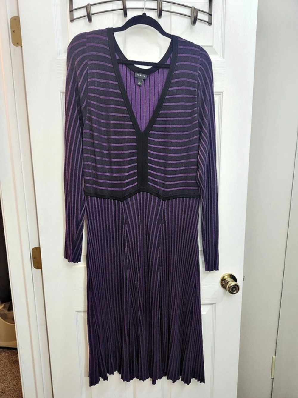 Torrid Striped Midi Dress in Purple & Black, Torrid 3 = 3X